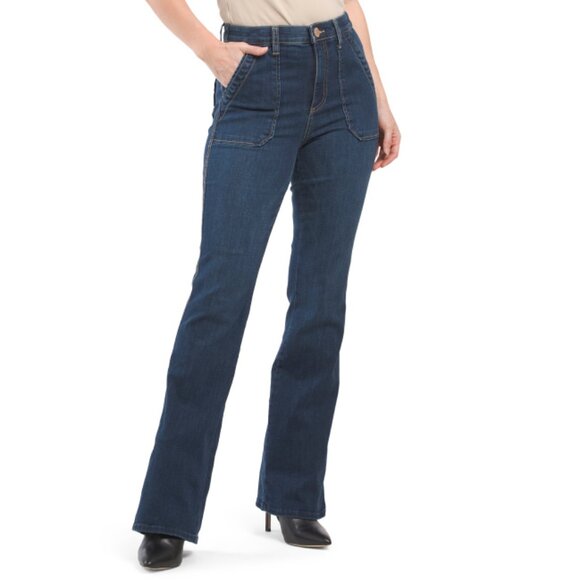 DEMOCRACY Blue Ab Tech Skyrise Pork Chop Pocket Itty Bitty More Bootcut Jeans